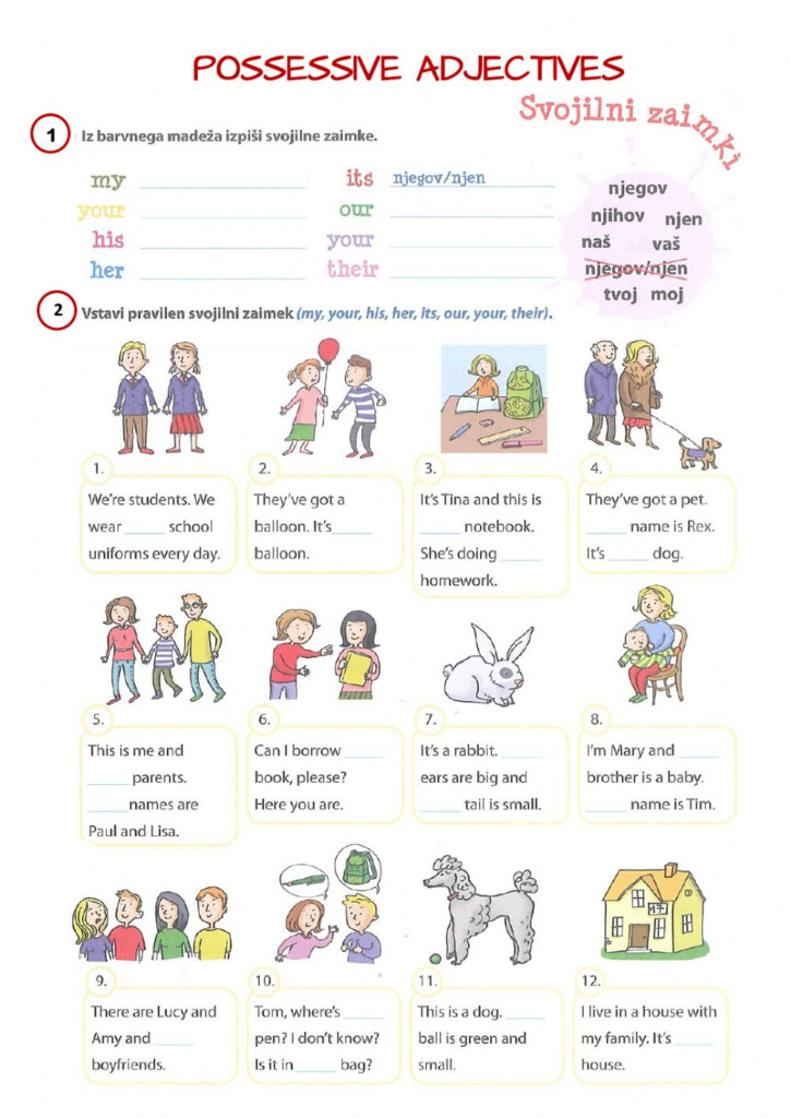 Possessive Adjectives Interactive Worksheet For Elementary