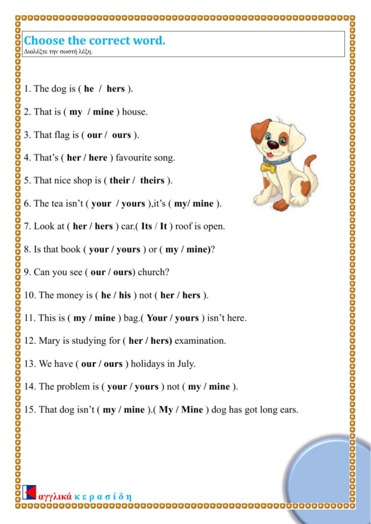 Possessive Adjectives Pronouns As79 Worksheet