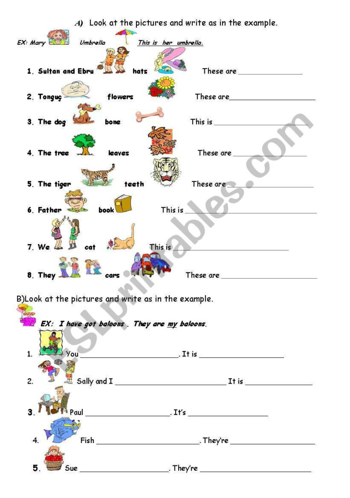 Possessive Adjectives Worksheet Db excel