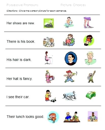 Possessive Adjectives Worksheets For Kids