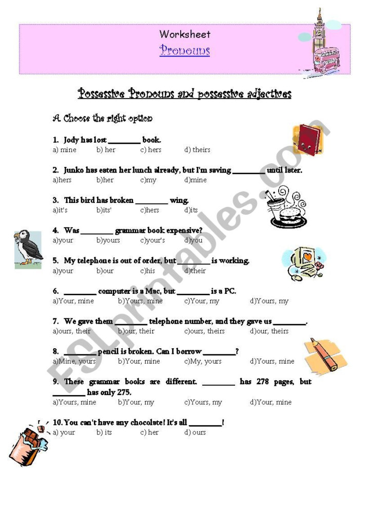 Possessive Pronouns And Possessive Adjectives ESL Worksheet By Verita