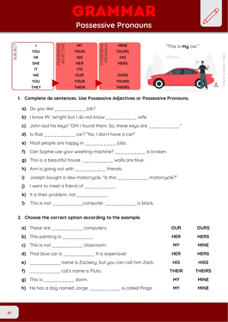 Possessive Pronouns Online Pdf Worksheet