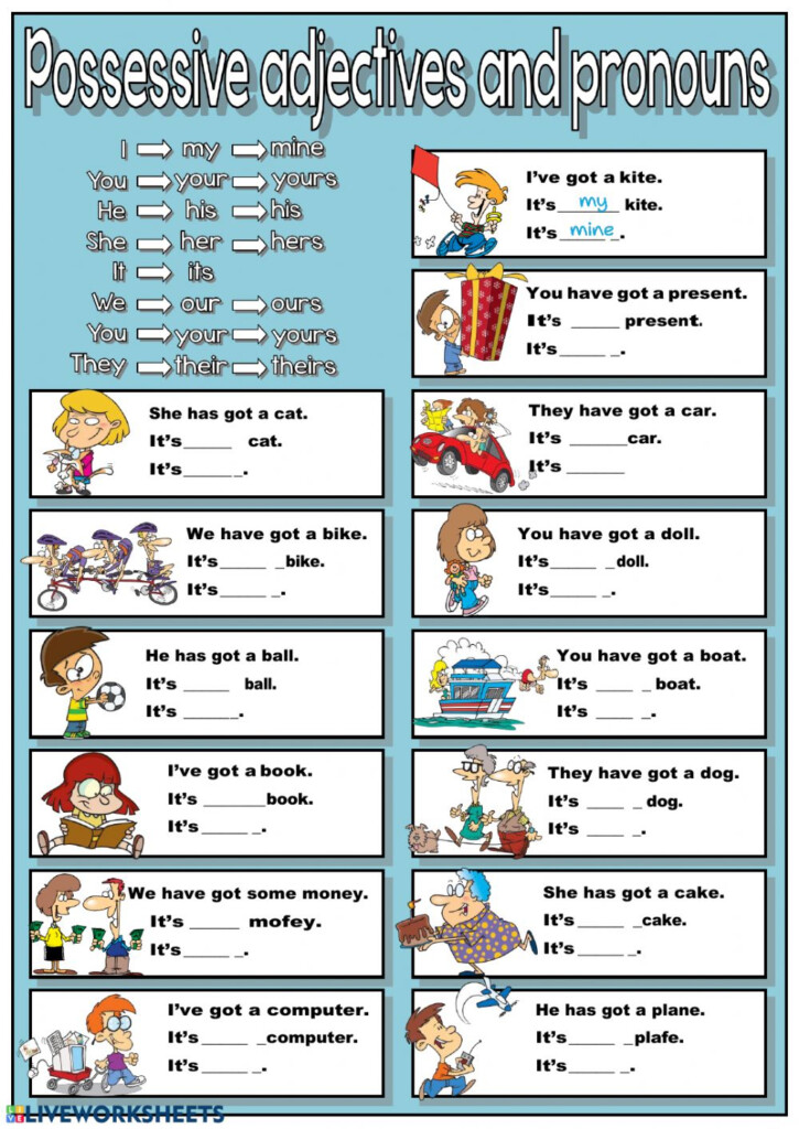 Possessive Pronouns Worksheet For Grade 4