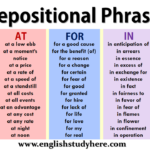 Prepositional Phrase List English Study Here