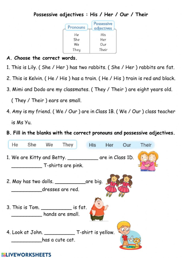 Adjective Pronouns Worksheets Pdf - Adjectiveworksheets.net