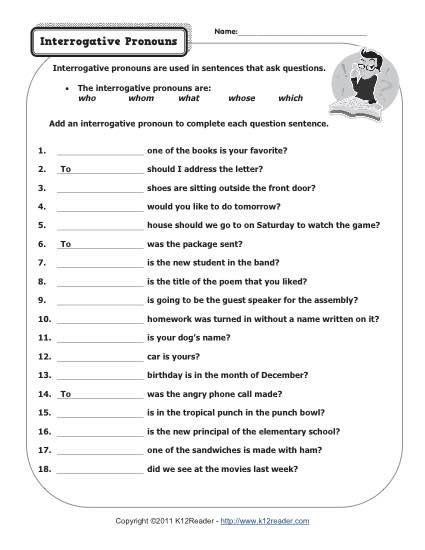 Pronouns Worksheets For 6th Grade Worksheets Master