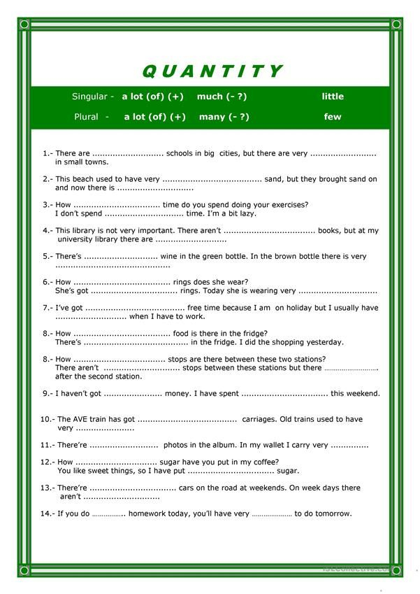 Quantity Adjectives Adjective Worksheet Kindergarten Worksheets
