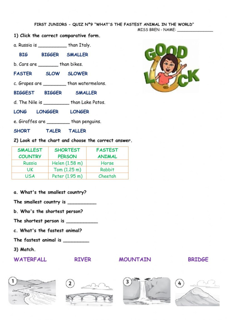 QUIZ UNIT Comparative And Superlative Worksheet