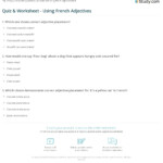 Quiz Worksheet Using French Adjectives Study