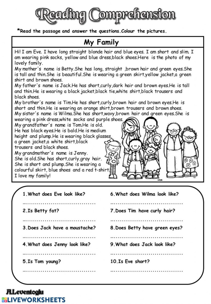 REading Comprehension About Physical Appearance Worksheet