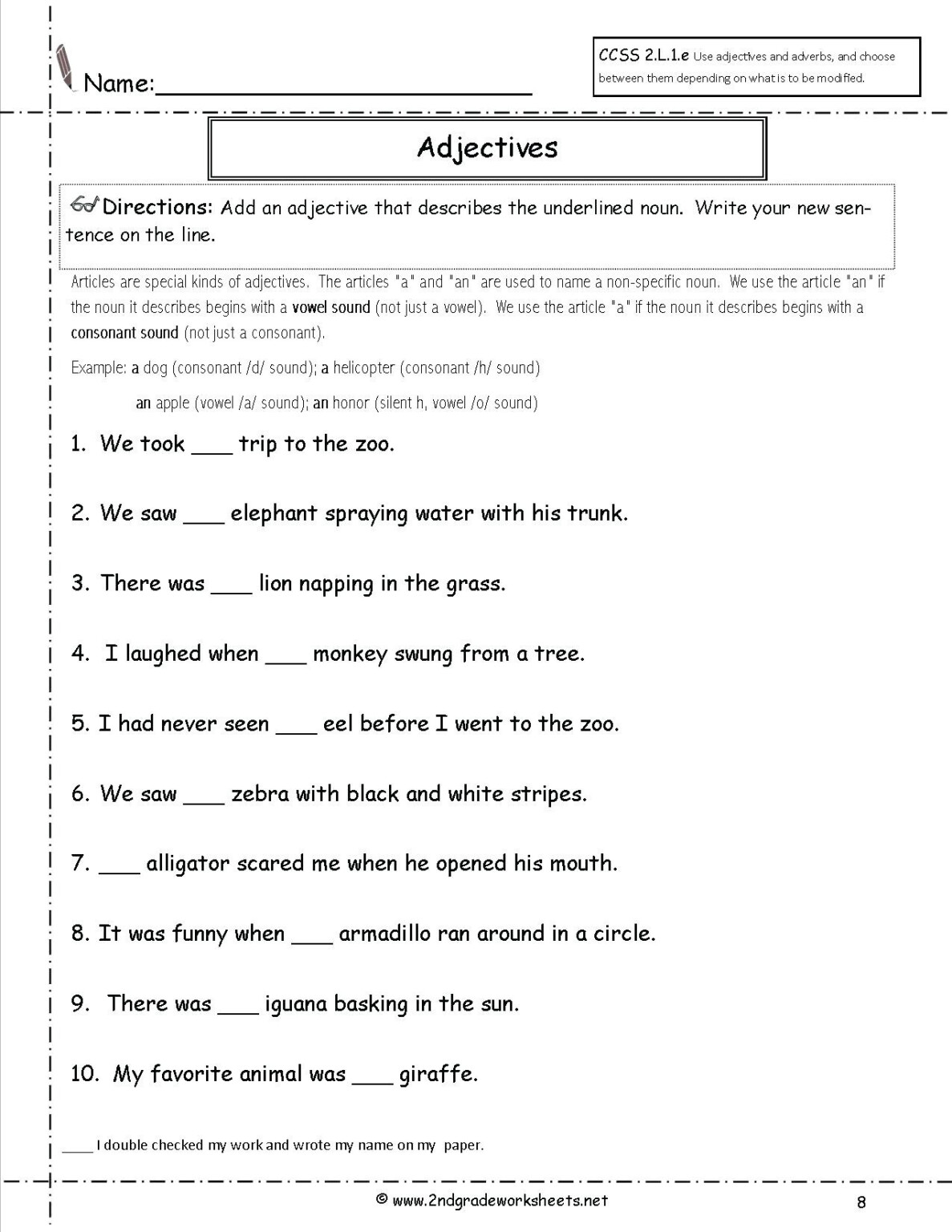 Adjectives And Adverbs Worksheet For Grade 2 Adjectiveworksheets Net