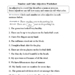 Regular Adjectives Worksheets Number And Color Adjectives Worksheet