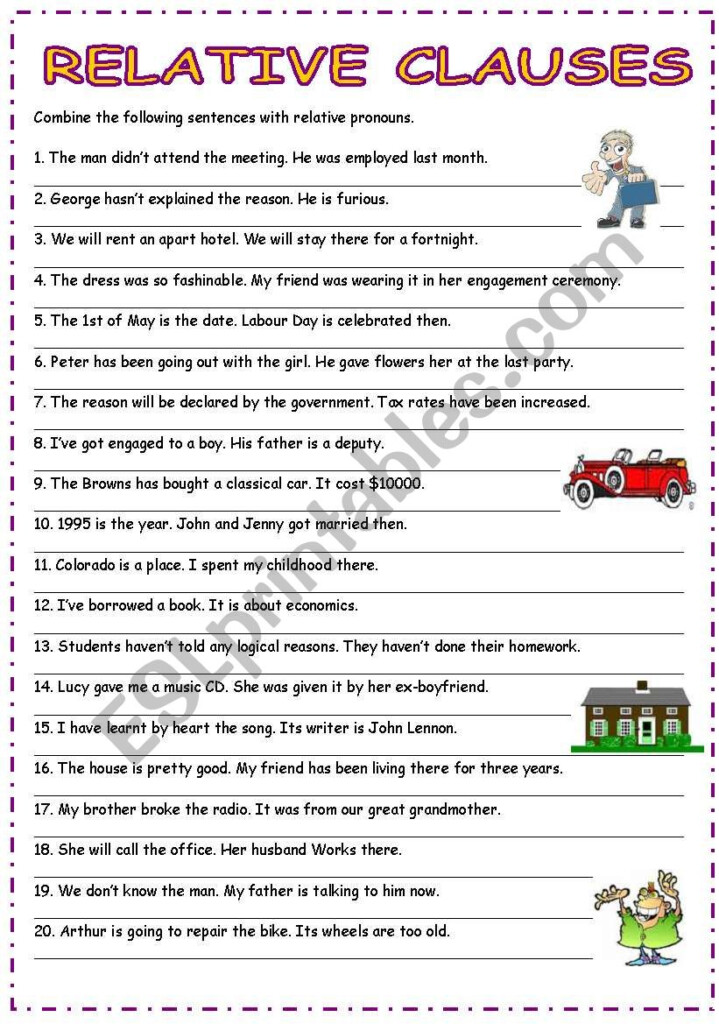 Relative Adjective Clauses ESL Worksheet By Bburcu Adjectiveworksheets