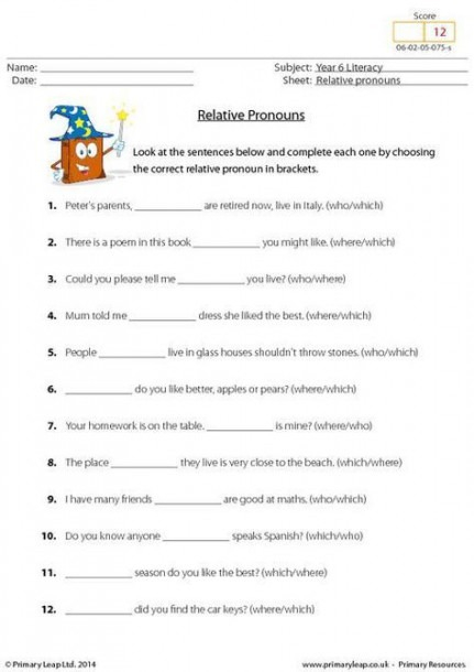 Relative Pronouns Worksheets 7th Grade