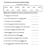 Replacing Words With Antonyms Worksheets Antonyms Worksheet 2nd