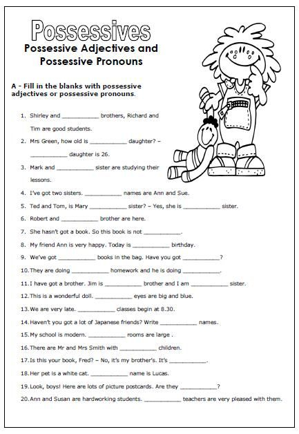 Revising Possessive Adjectives And Possessive Pronouns Possessive 