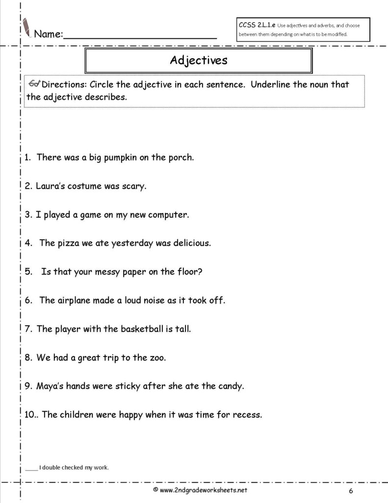 Second Grade Adjective 2nd Grade Adjectives Worksheets For Grade 2 Pdf 