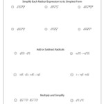 Simplifying Radicals Worksheets Math Monks