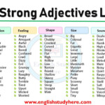 Strong Adjectives List English Study Here