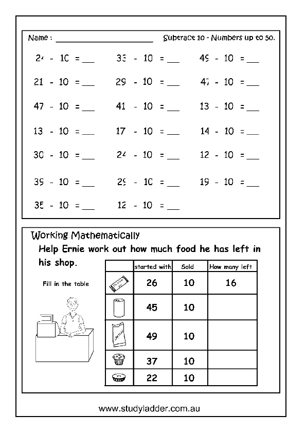 Subtract 10 From Numbers Studyladder Interactive Learning Games