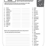 Synonym Circus 4th And 5th Grade Worksheets 5th Grade Worksheets