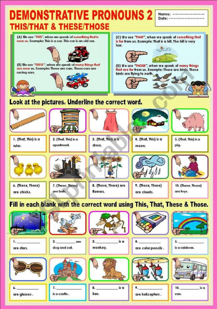 The Second Worksheet Of Demonstrative Pronouns To Complete The 