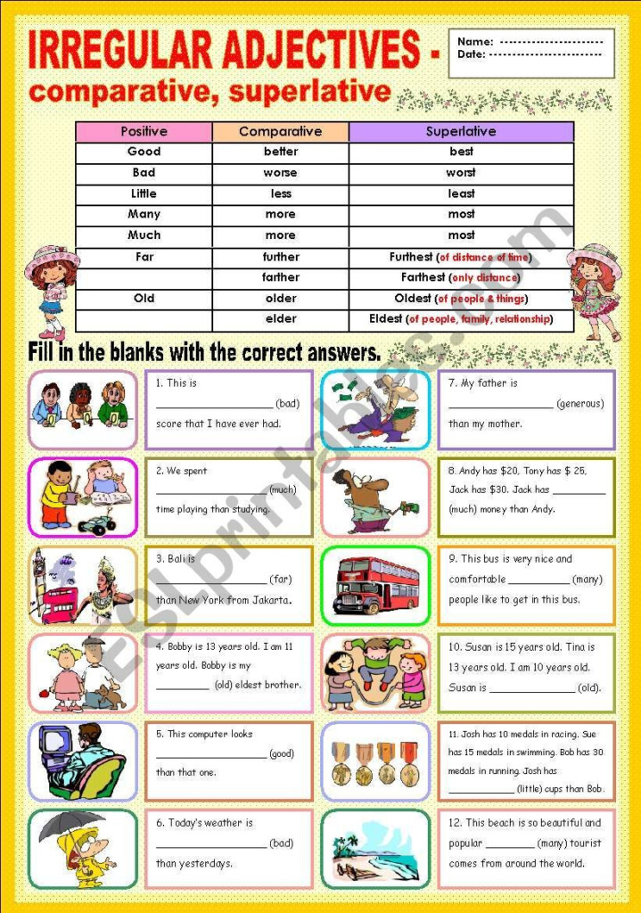 The Third Of Comparative And Superlative About Irregular Adjectives It 