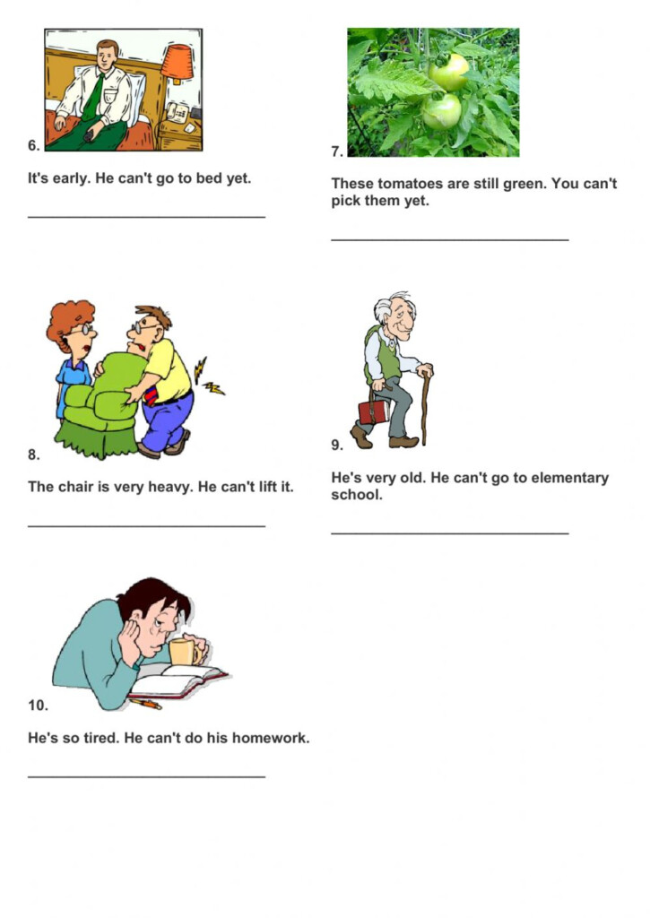 Too Adjective Infinitive Worksheet