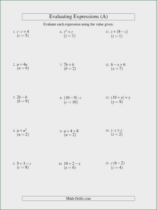 Variables And Expressions Worksheet Printable Yeah In 2020 Algebra 