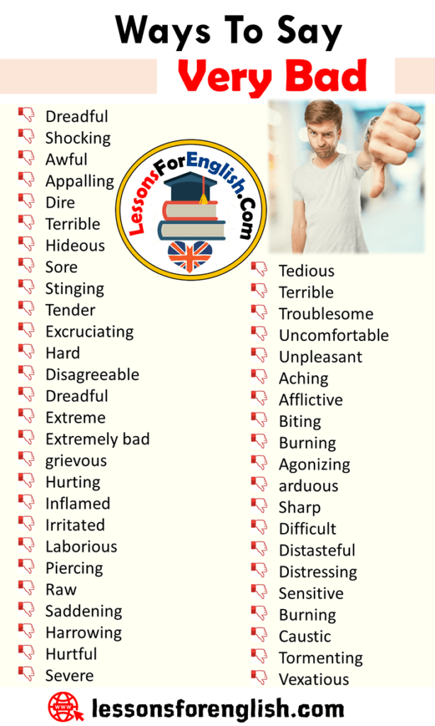 Ways To Say Very Bad English Phrases Examples Lessons For English
