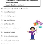 Worksheet Identify The Adjectives In Sentences Describing Words