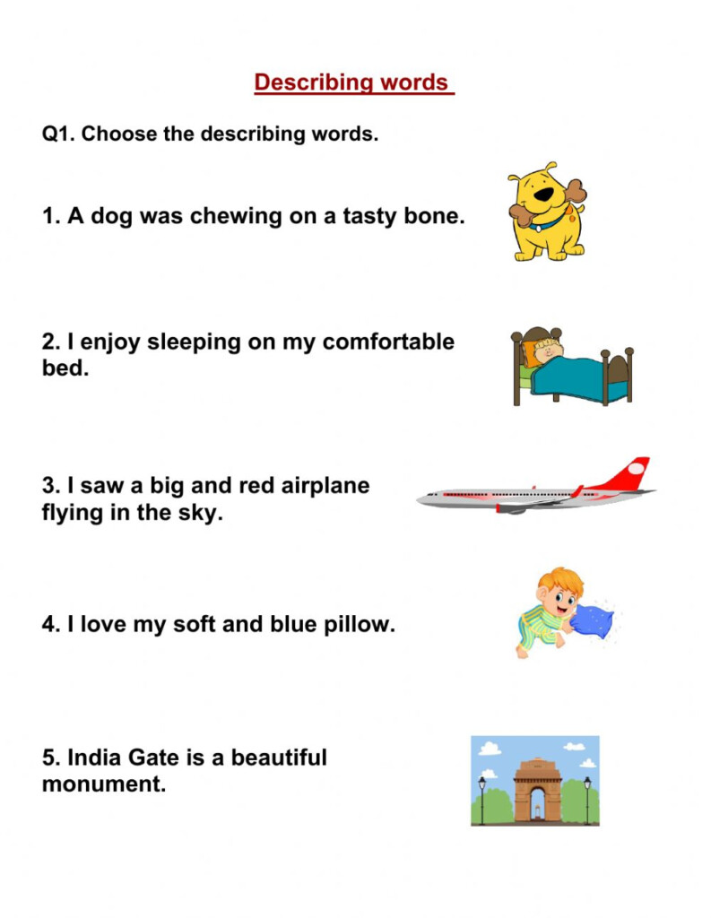 Worksheet Of Describing Words WorkSheet For Pre School