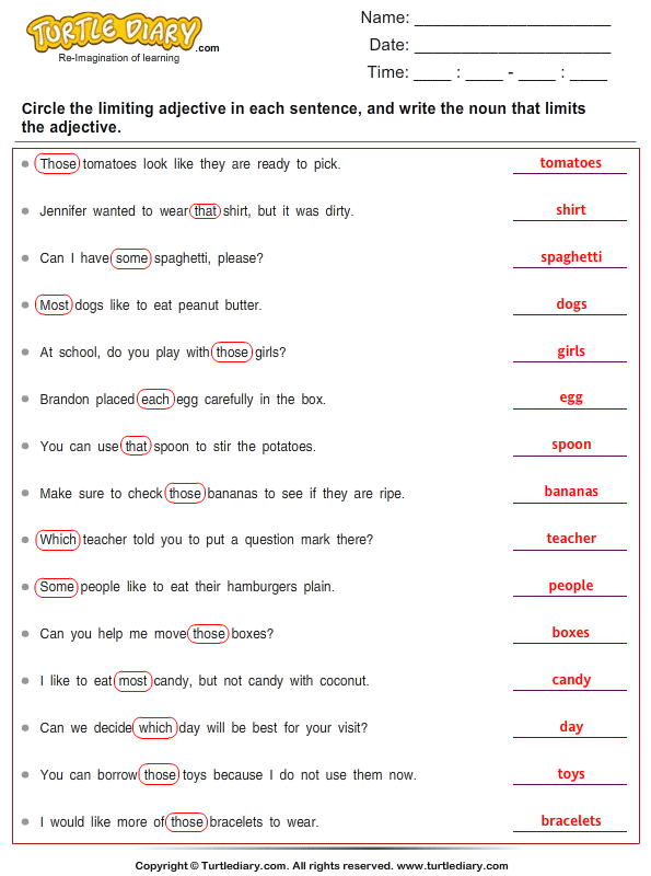 10 Adjectives Worksheets For Grade 4