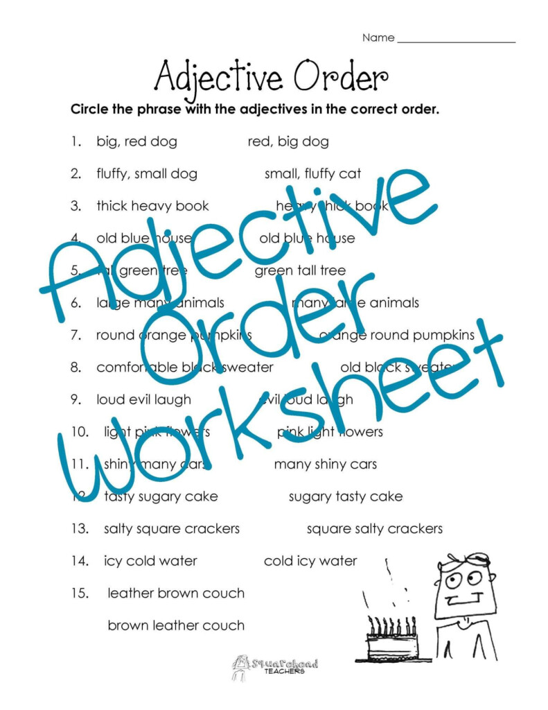 12 4Th Grade Ordering Adjectives Worksheet Adjective Worksheet Order 