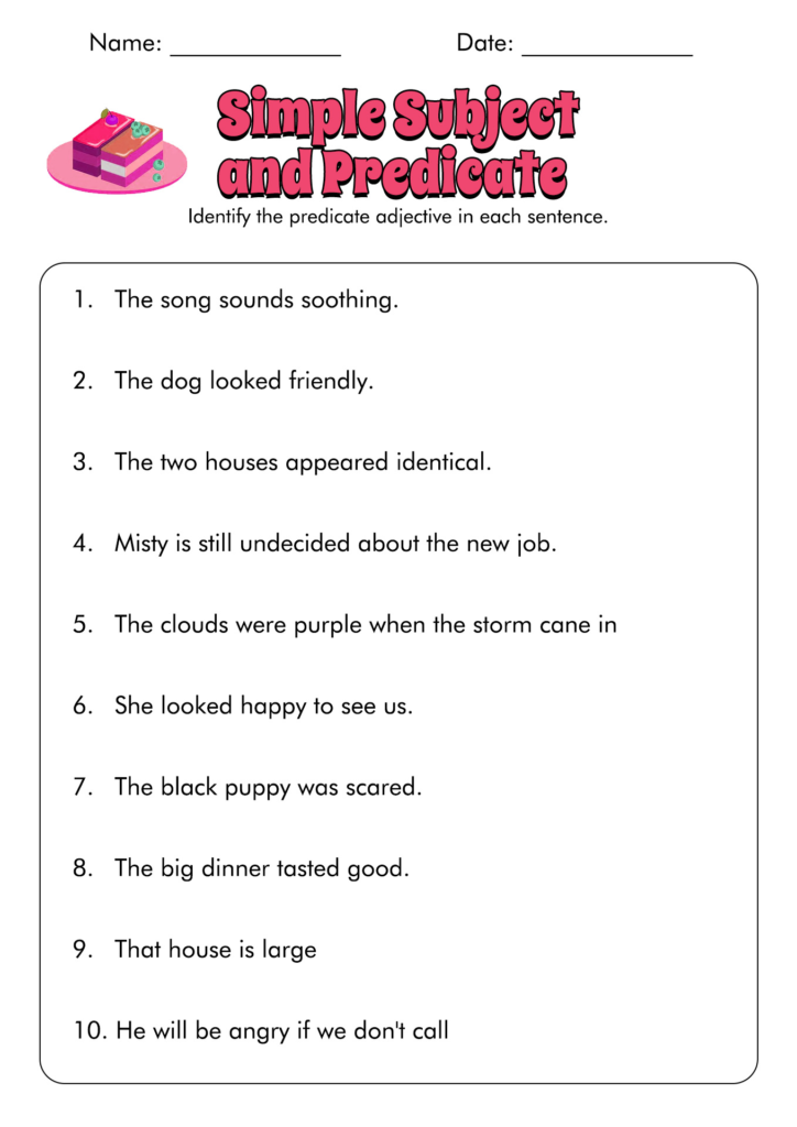 16 Subject And Predicate Worksheets Worksheeto