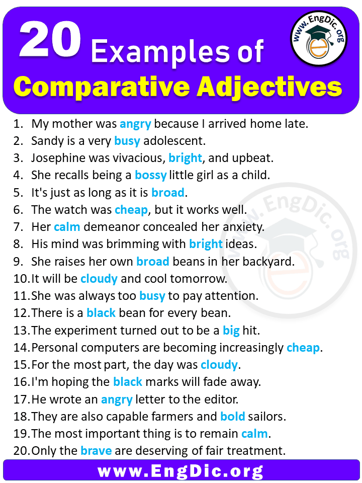 20 Examples Of Comparative Adjectives In Sentences EngDic