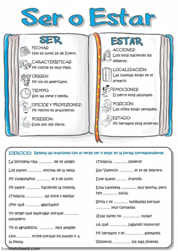 20 Ser And Estar Worksheet Printable Worksheet Template Spanish 