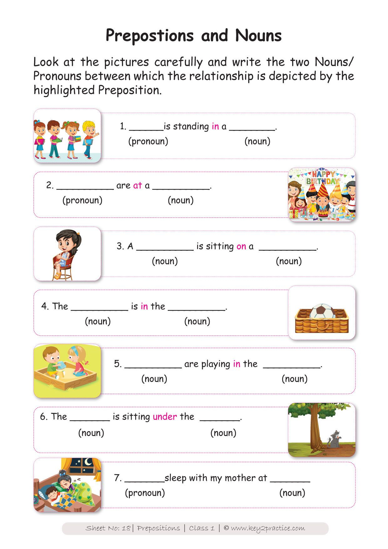 30 Preposition Worksheets For Grade 1 Pdf With Answers Id