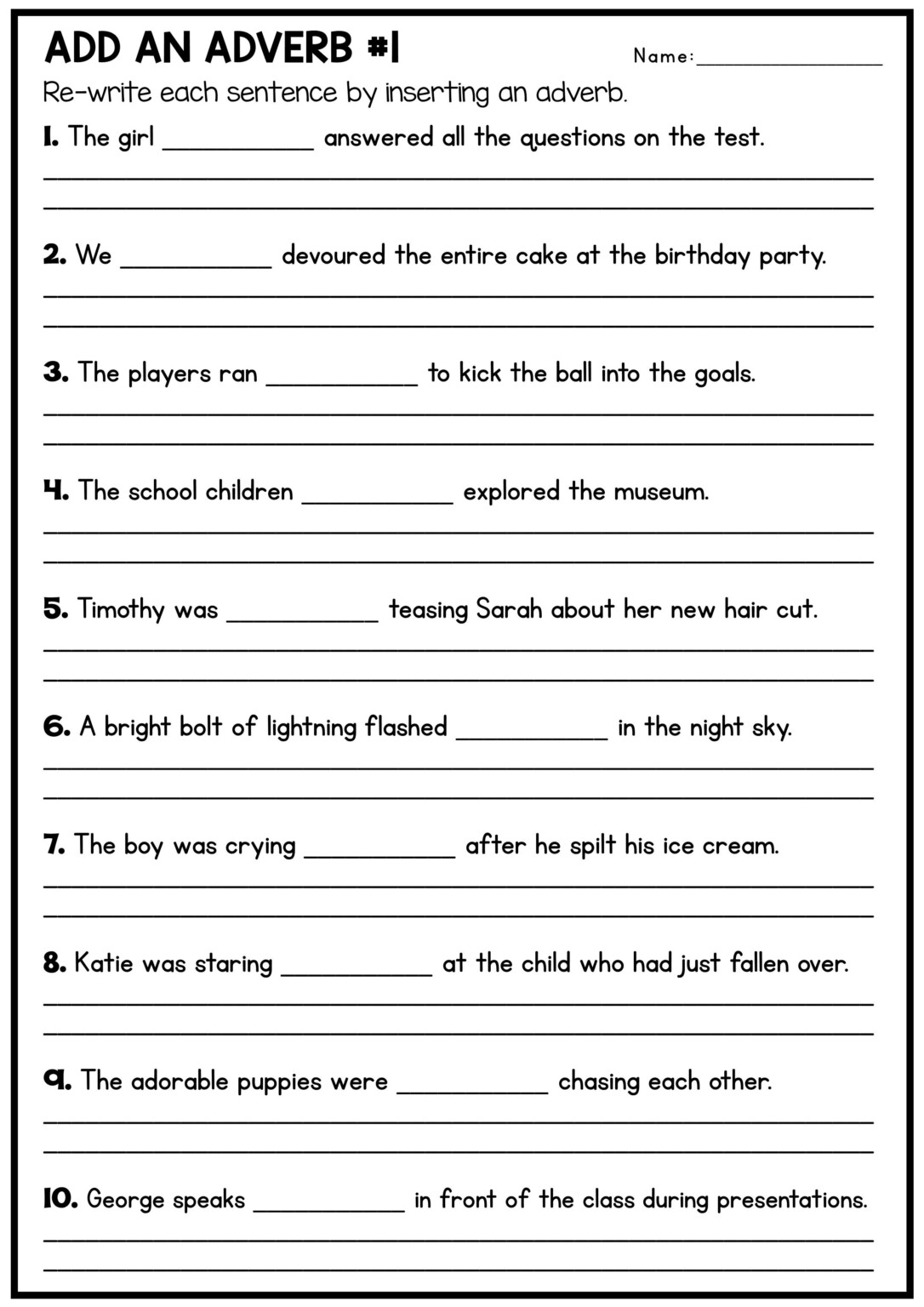 Adding Adjectives And Adverbs To Sentences Worksheets ...