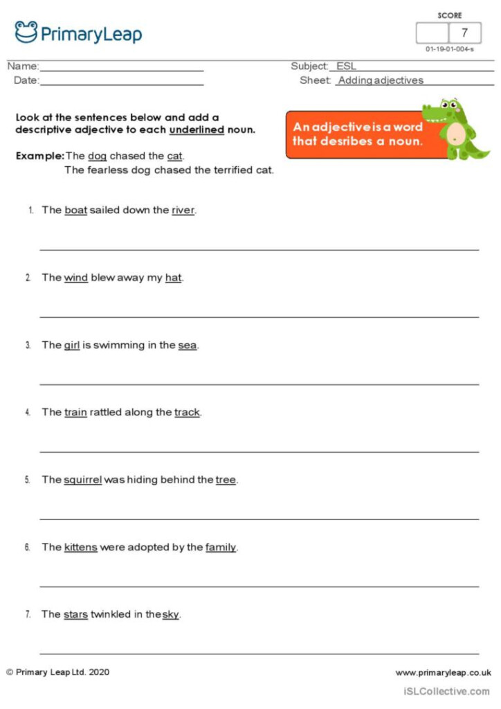 Adding Adjectives To Sentences Creat English ESL Worksheets Pdf Doc