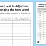 Adding er And est To Adjectives Without Changing Root Word Worksheet