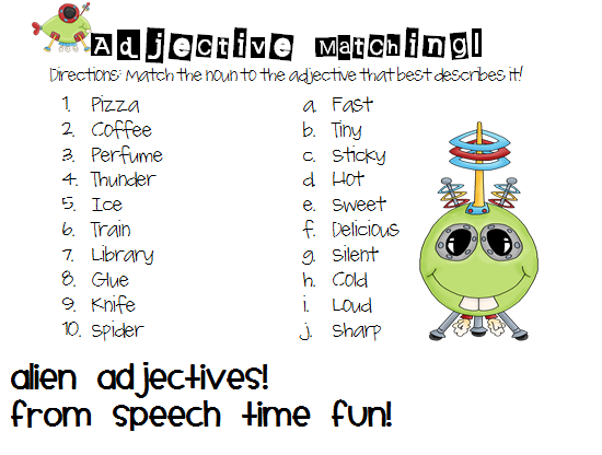 Adjective Aliens Speech Time Fun Speech And Language Activities