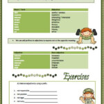 Adjective Formation Worksheet