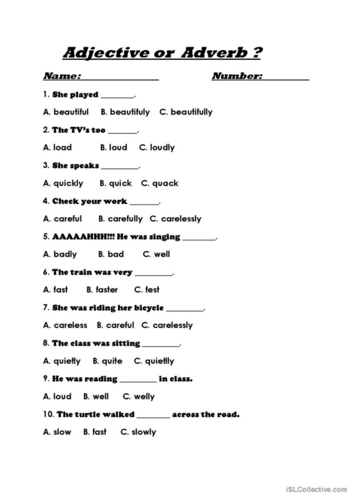 Adjective Or Adverb English ESL Worksheets Pdf Doc