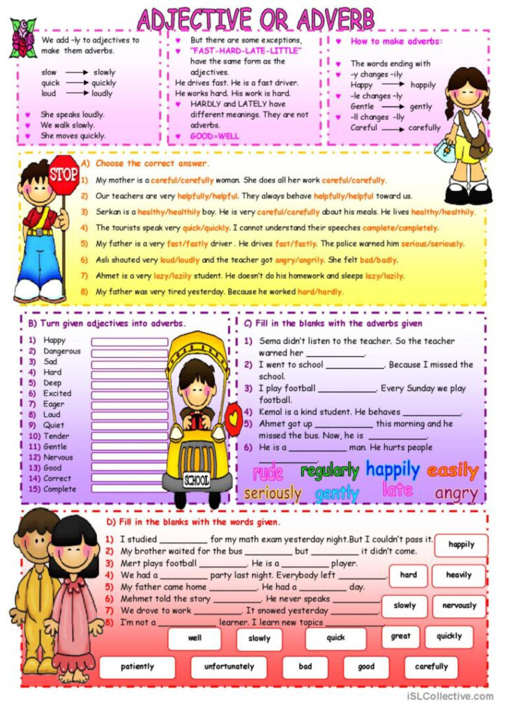 Adjective Or Adverb Grammar Guide English ESL Worksheets Pdf Doc