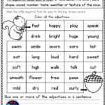 Adjective Worksheets 1st Grade