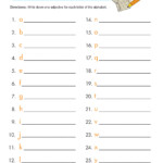 Adjective Worksheets For Elementary And Middle School