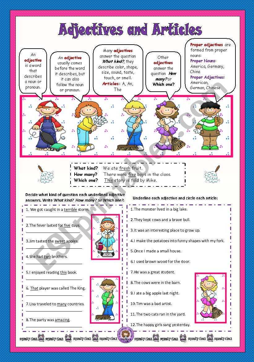 Adjectives And Articles ESL Worksheet By VaneV