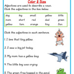 Adjectives Color And Size Worksheet Adjective Worksheet Describing