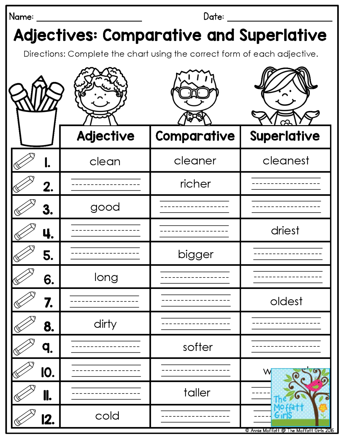 Correct Form Of Adjectives Worksheet Adjectiveworksheets Net